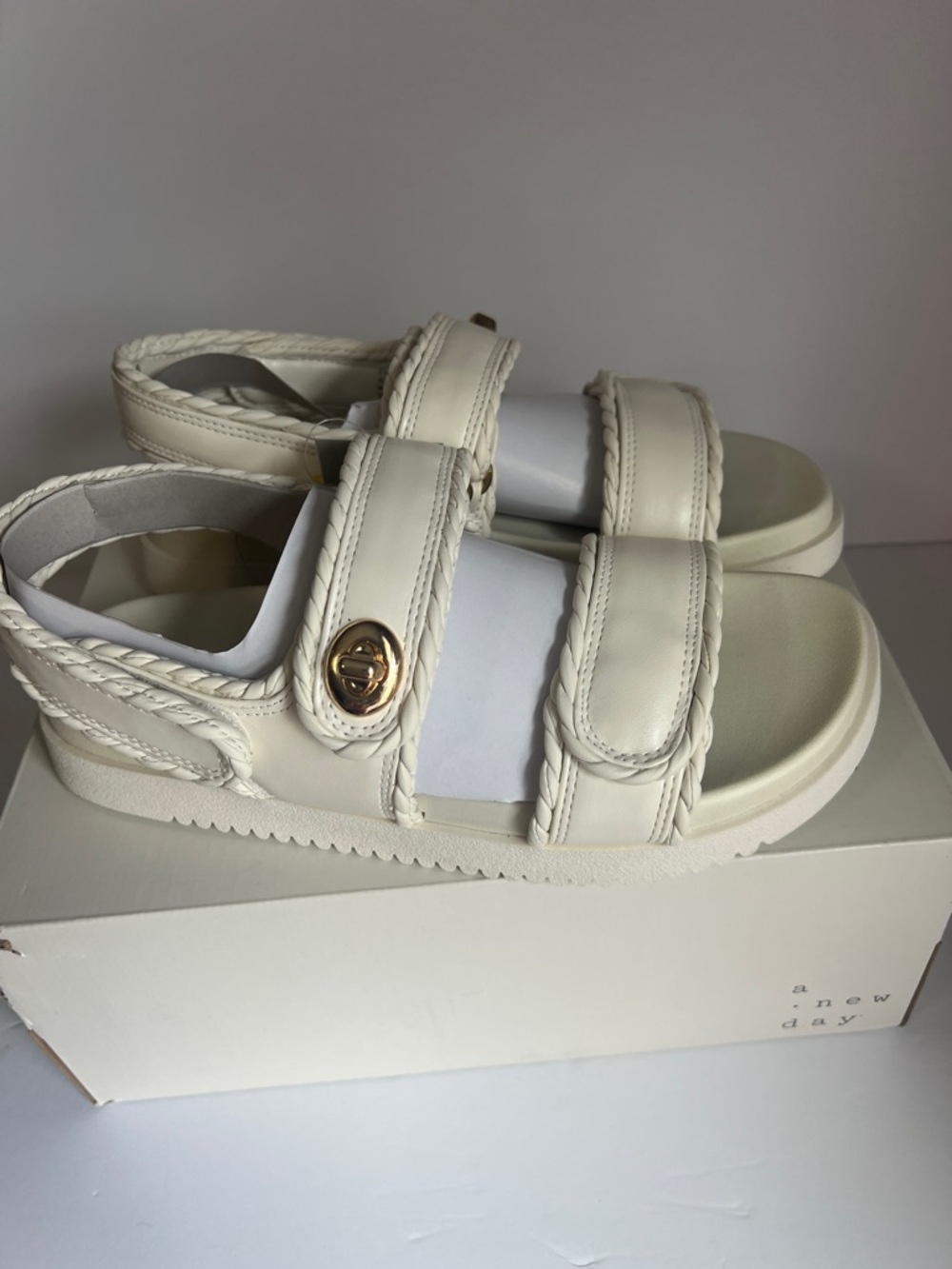 a new day Cream Braided-Strap Platform Sandals - Picture 5 of 8